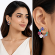 Swirl Wreath Cluster Stud Earrings - Multi-Color