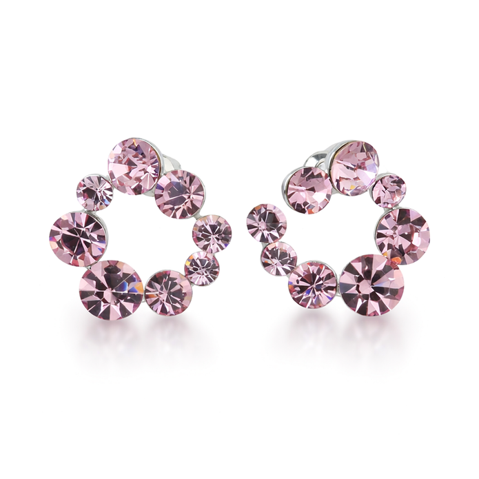 Swirl Wreath Cluster Stud Earrings - Pink