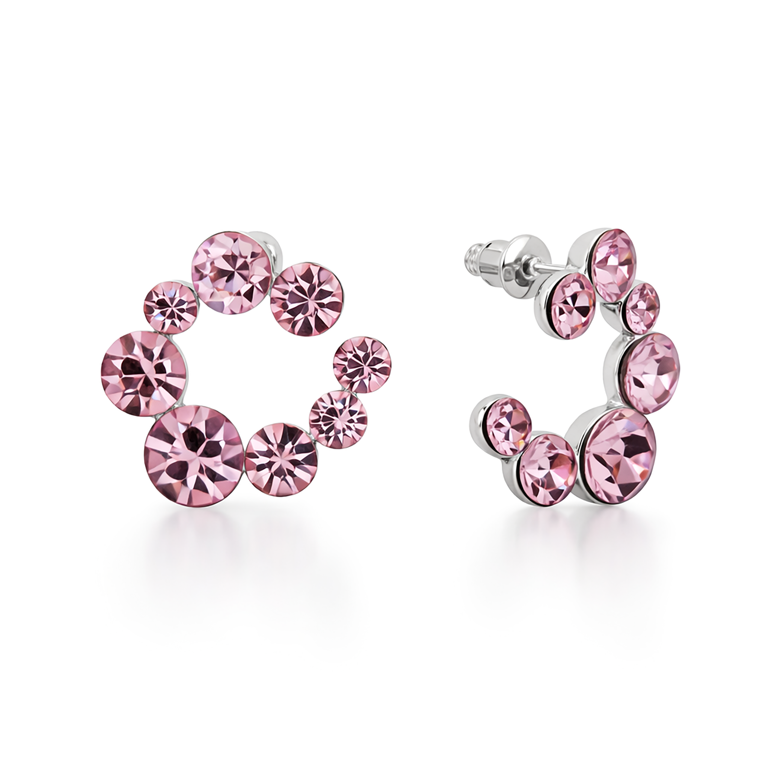 Swirl Wreath Cluster Stud Earrings - Pink