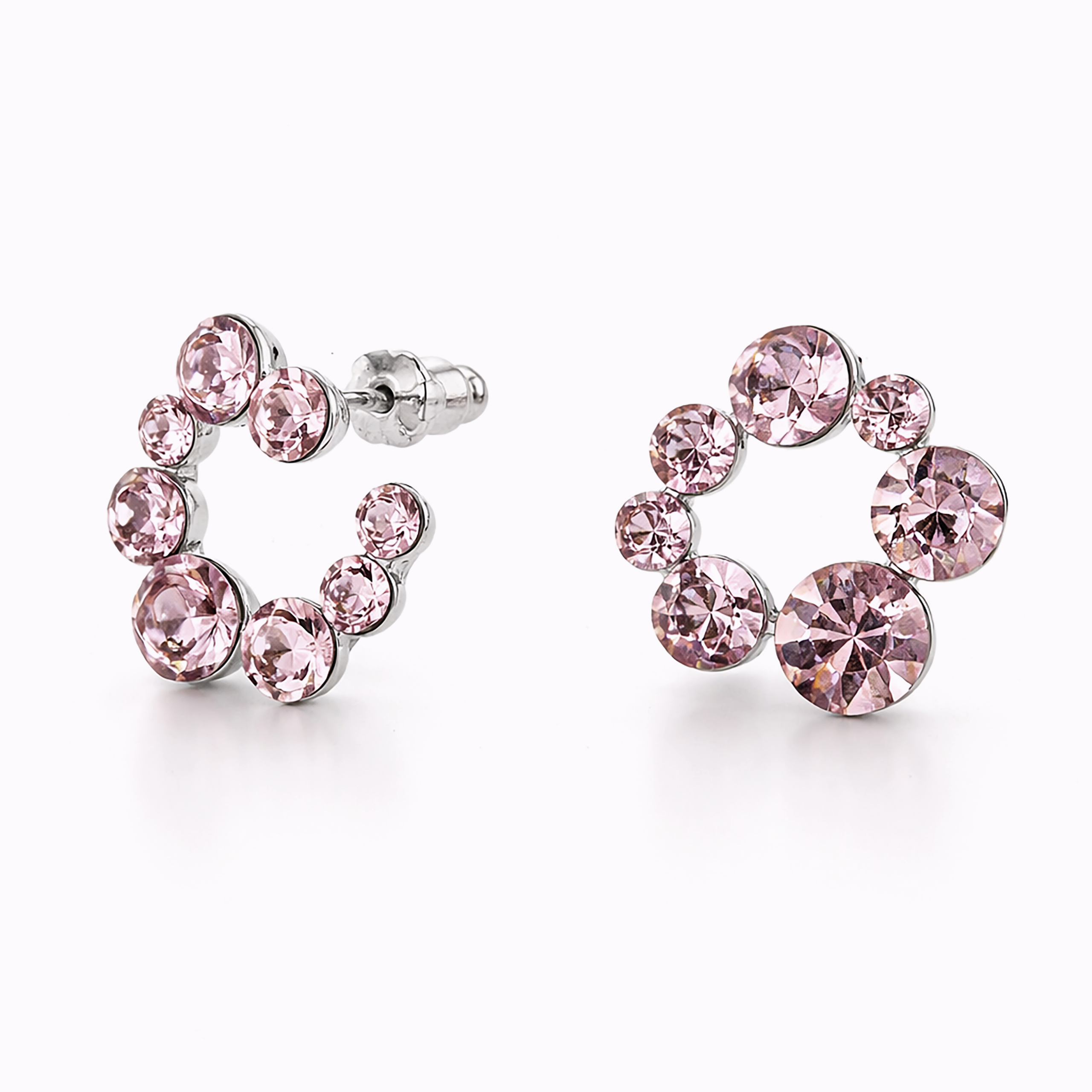 Swirl Wreath Cluster Stud Earrings - Pink