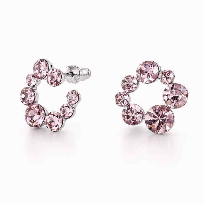 Swirl Wreath Cluster Stud Earrings - Pink