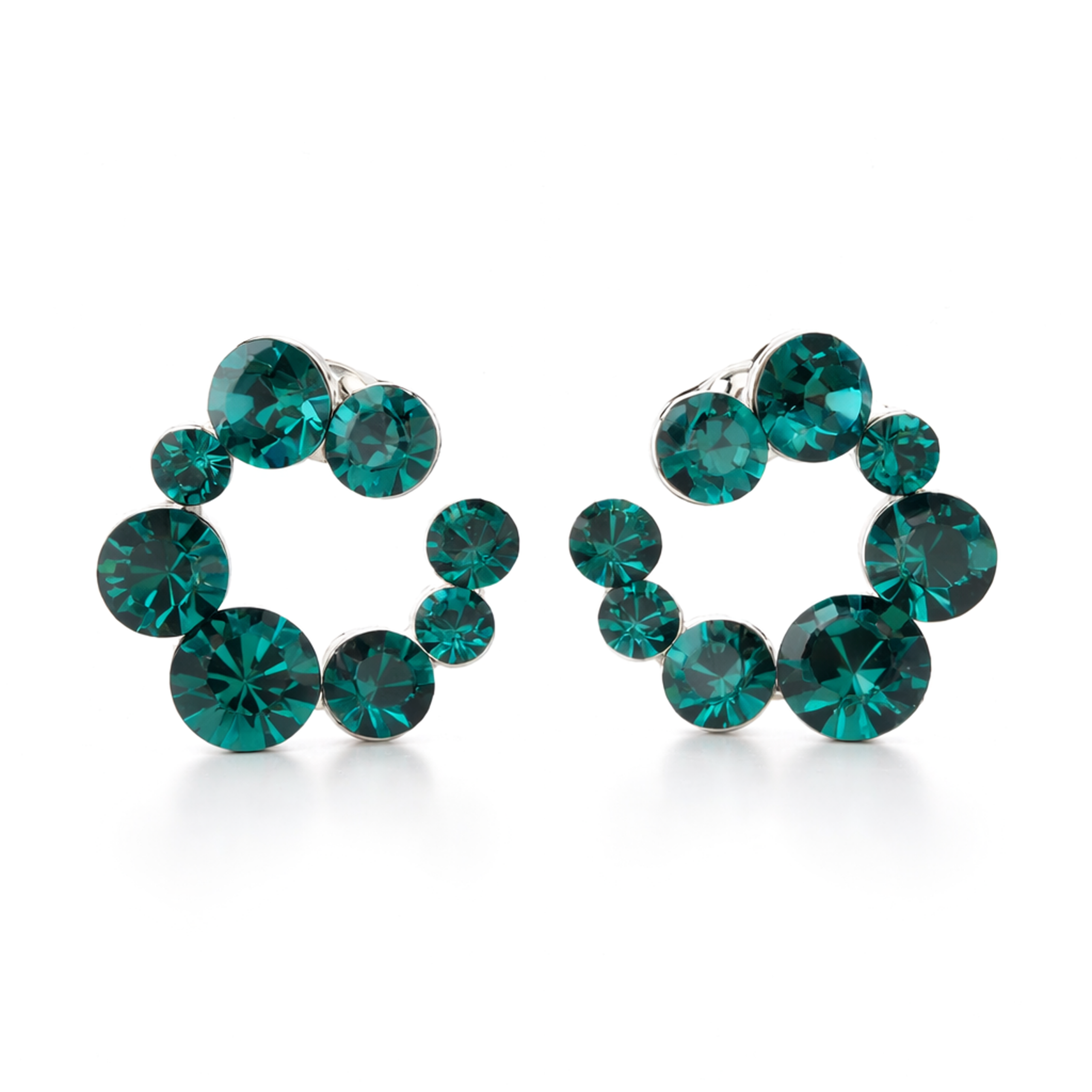 Swirl Wreath Cluster Stud Earrings - Emerald Green