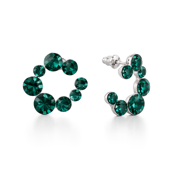 Swirl Wreath Cluster Stud Earrings - Emerald Green