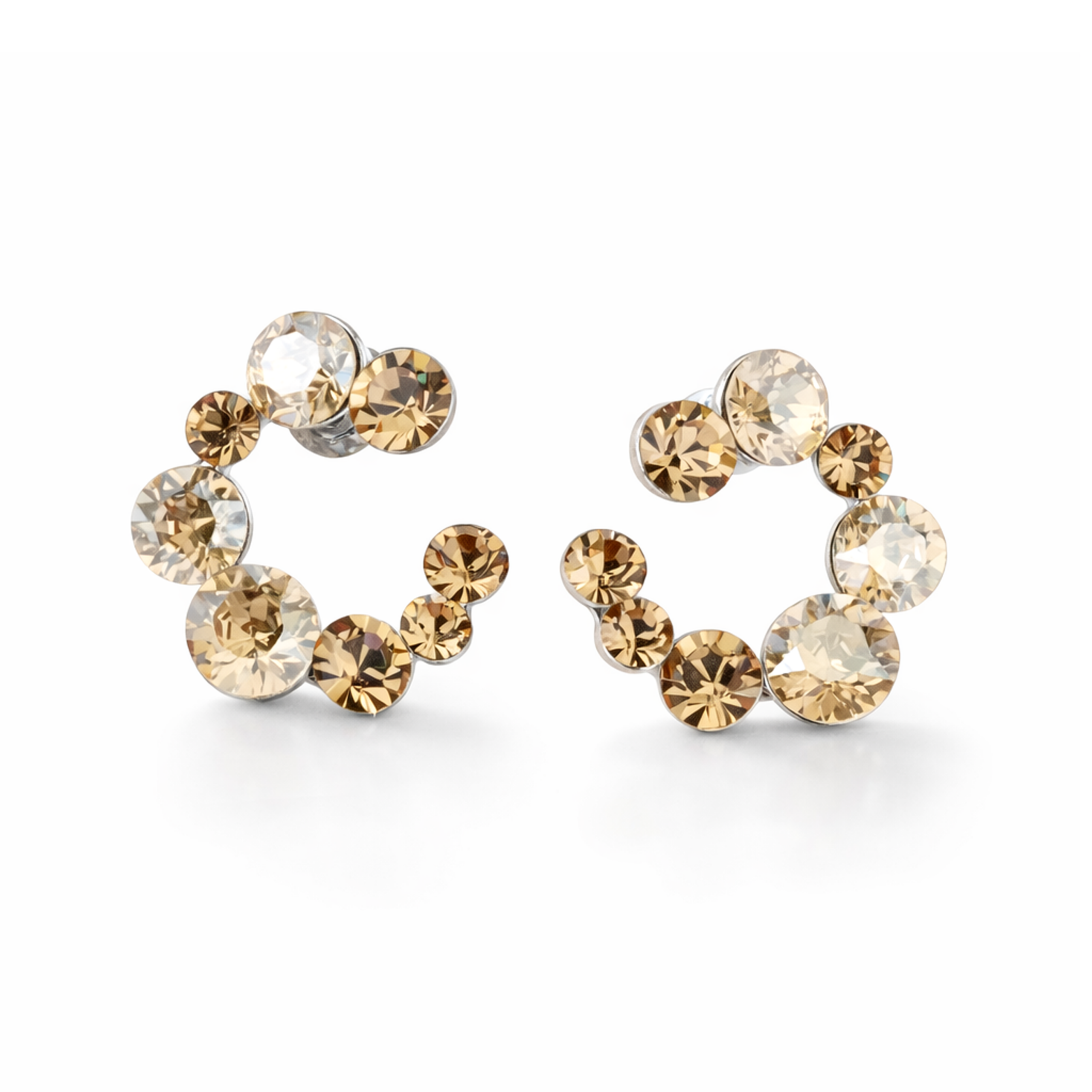 Swirl Wreath Cluster Stud Earrings - Citrine