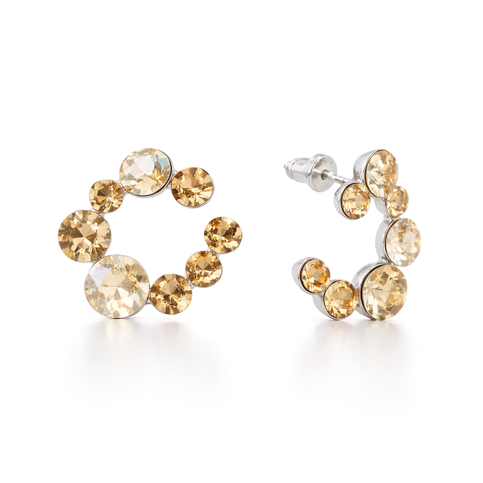 Swirl Wreath Cluster Stud Earrings - Citrine