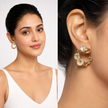 Swirl Wreath Cluster Stud Earrings - Citrine