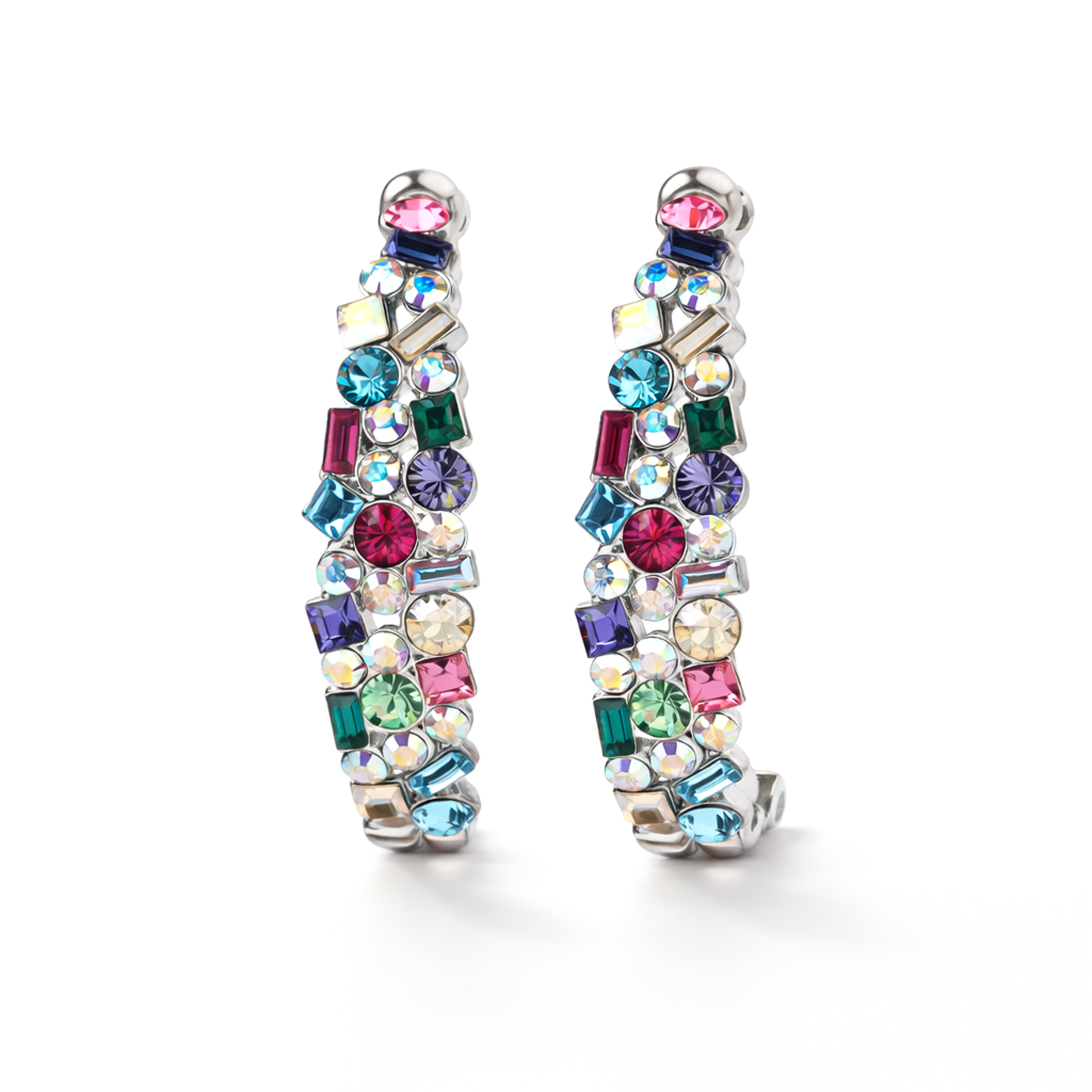 Mosaic Ear Climber Stud Earrings - Multi-Color