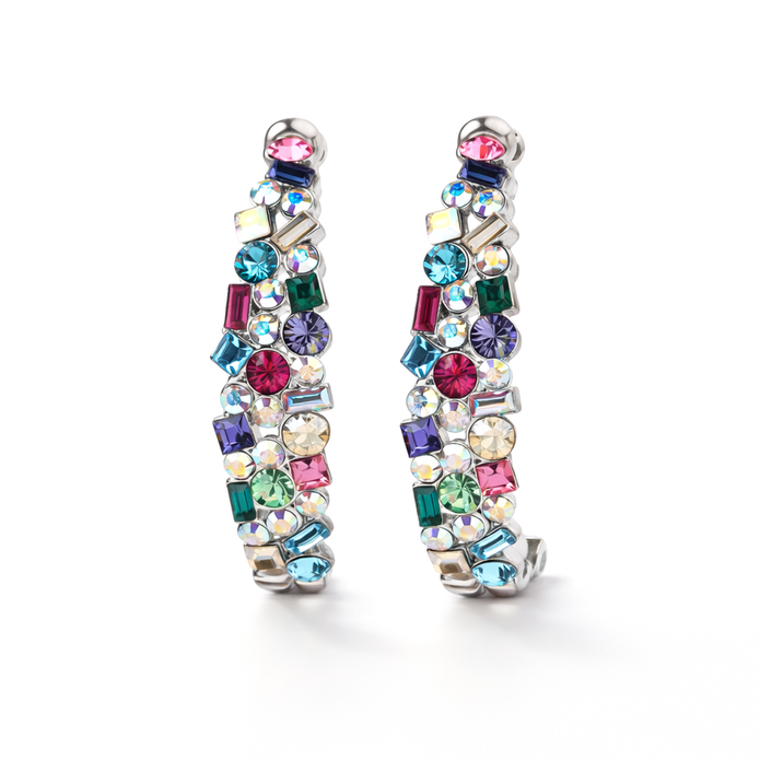 Mosaic Ear Climber Stud Earrings - Multi-Color