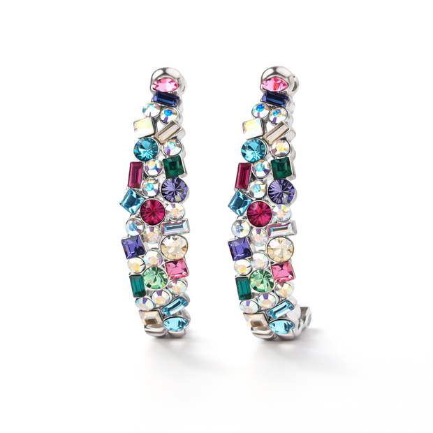 Mosaic Ear Climber Stud Earrings - Multi-Color