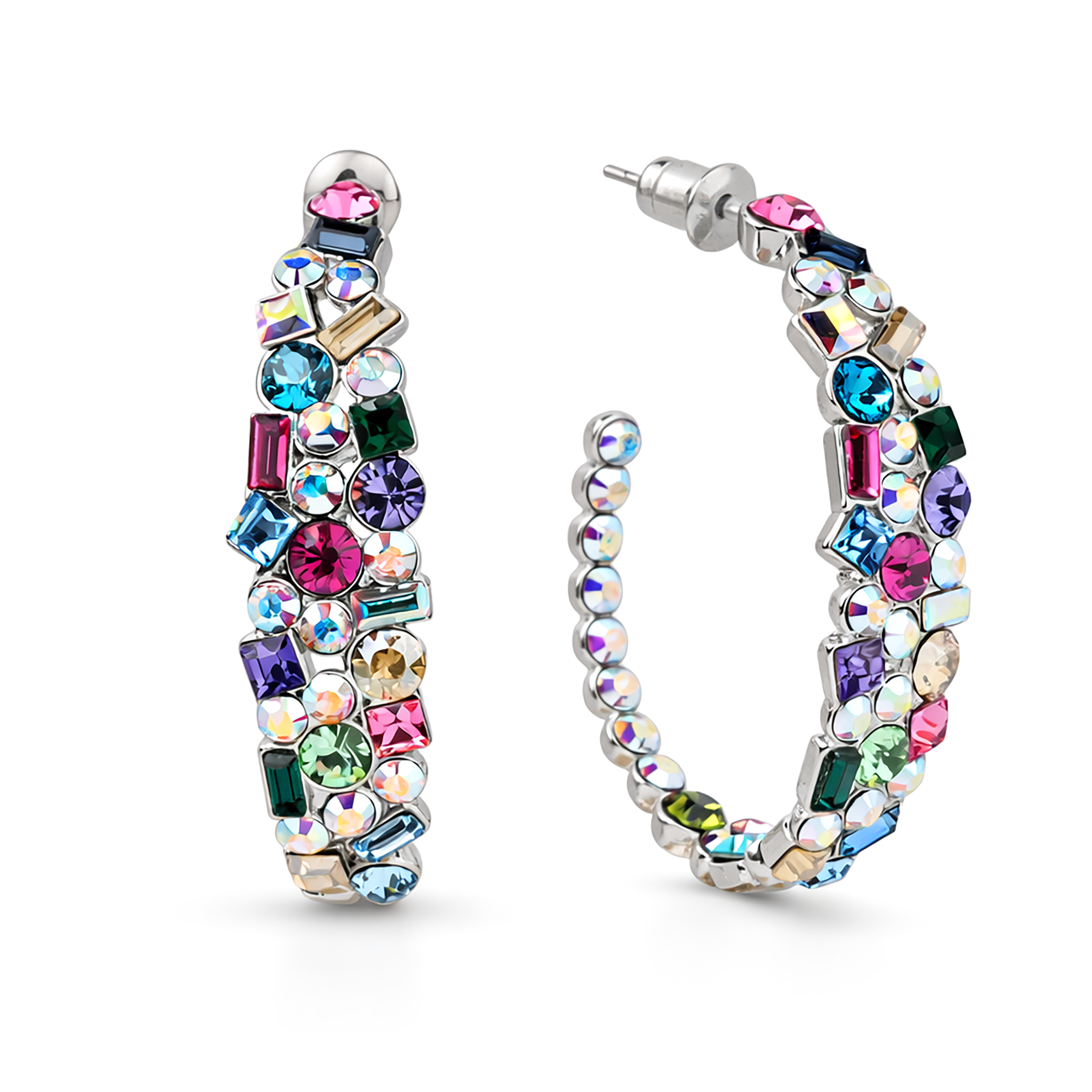 Mosaic Ear Climber Stud Earrings - Multi-Color