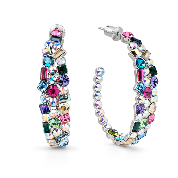 Mosaic Ear Climber Stud Earrings - Multi-Color
