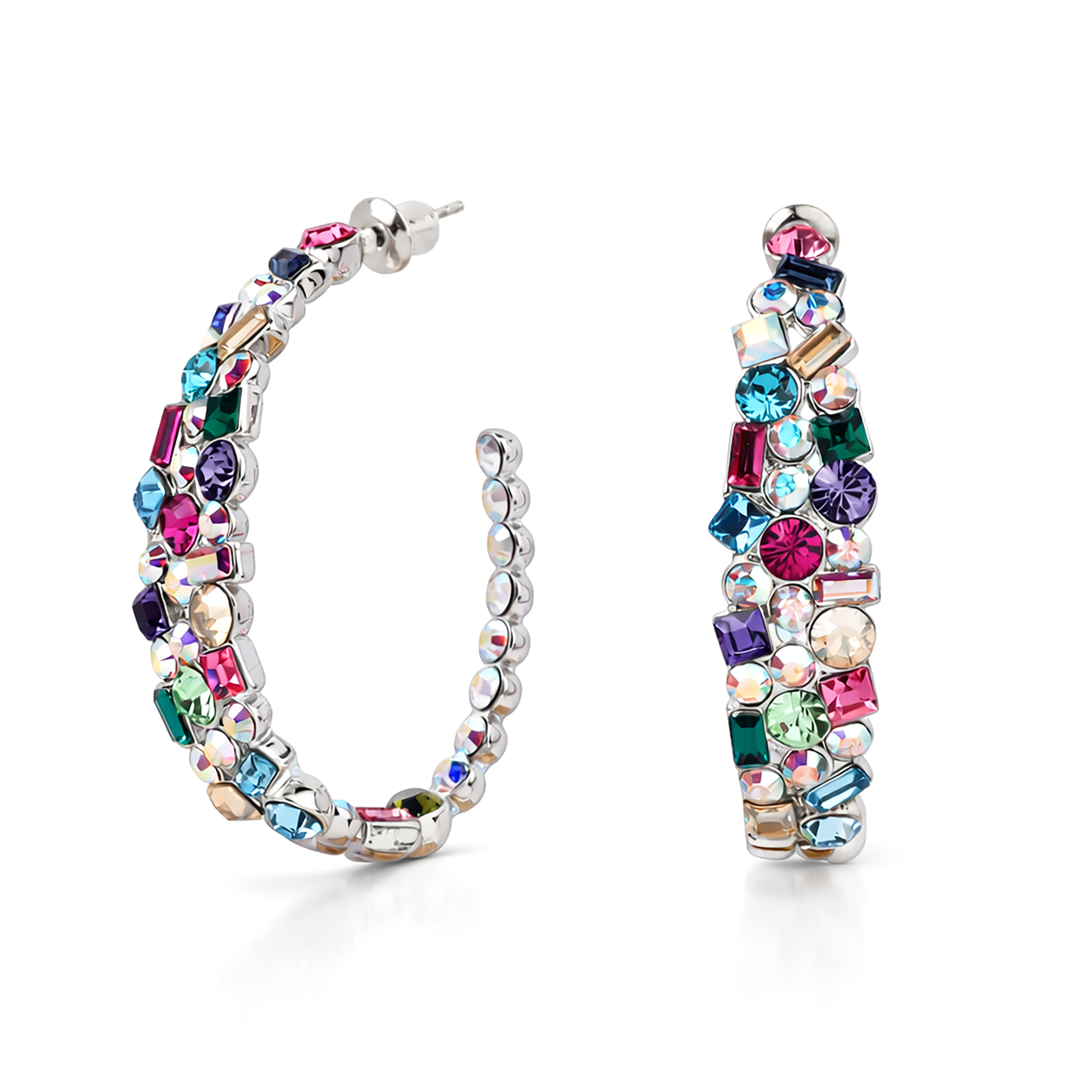 Mosaic Ear Climber Stud Earrings - Multi-Color