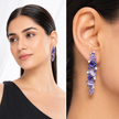 Mosaic Ear Climber Stud Earrings - Amethyst