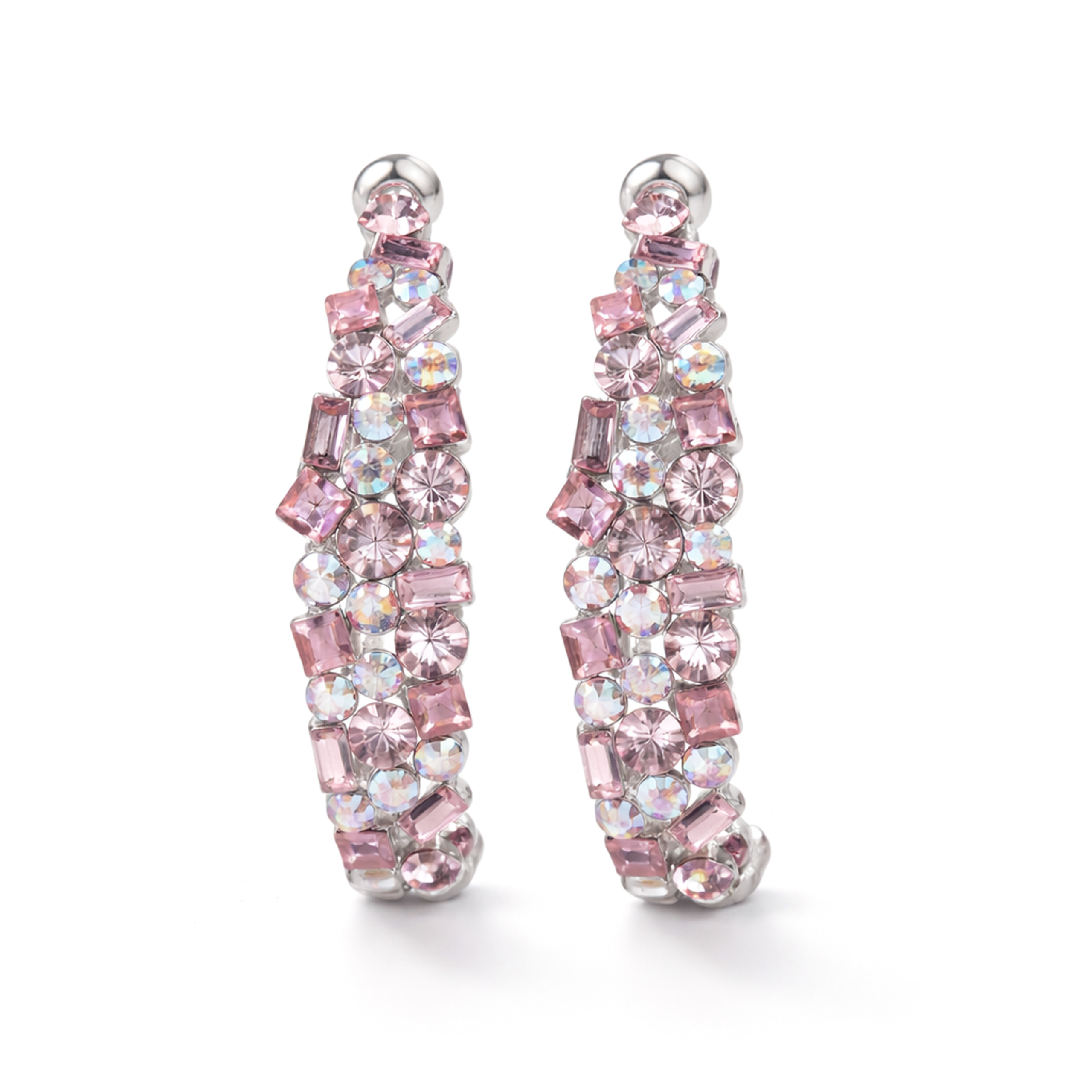 Mosaic Ear Climber Stud Earrings - Pink