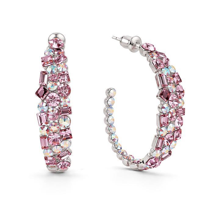 Mosaic Ear Climber Stud Earrings - Pink