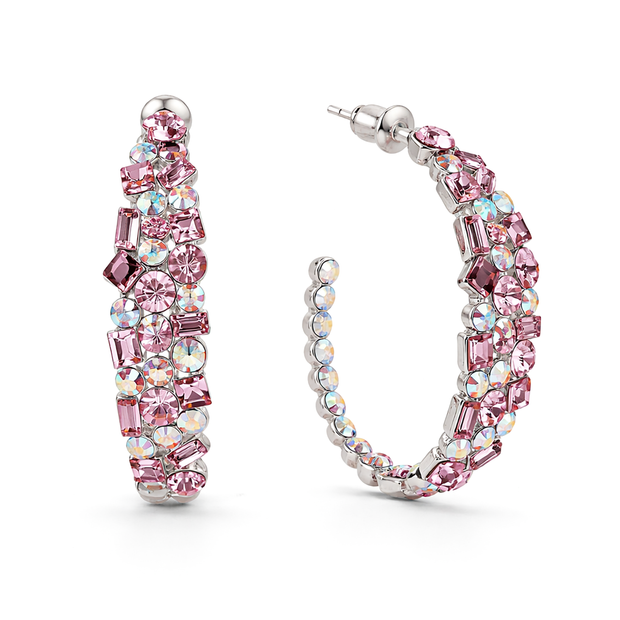 Mosaic Ear Climber Stud Earrings - Pink