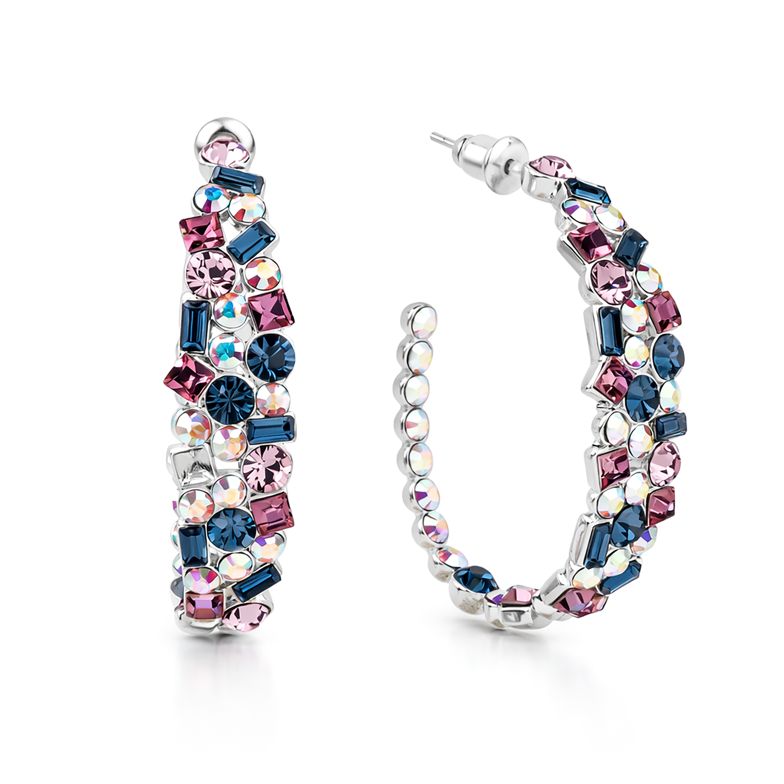 Mosaic Ear Climber Stud Earrings - Multi-Color