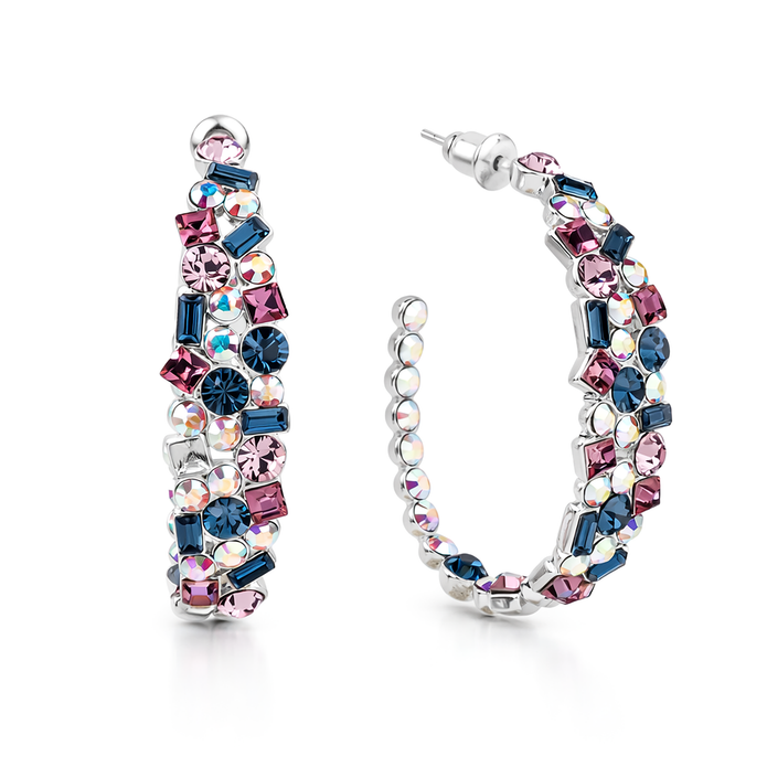 Mosaic Ear Climber Stud Earrings - Multi-Color