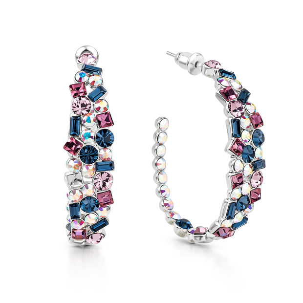 Mosaic Ear Climber Stud Earrings - Multi-Color
