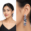 Mosaic Ear Climber Stud Earrings - Multi-Color