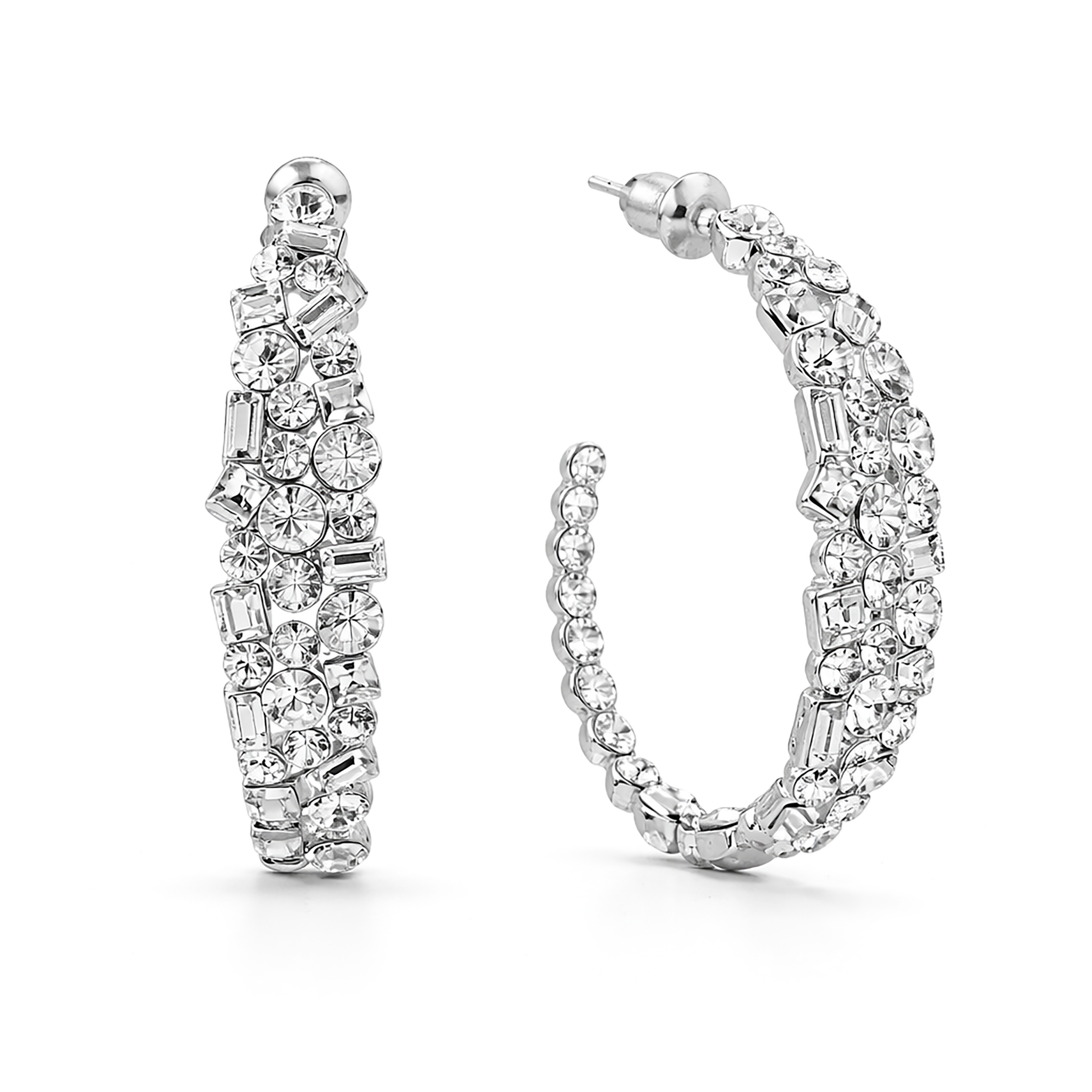 Mosaic Ear Climber Stud Earrings - Clear