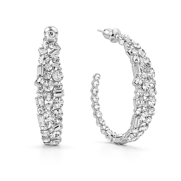 Mosaic Ear Climber Stud Earrings - Clear
