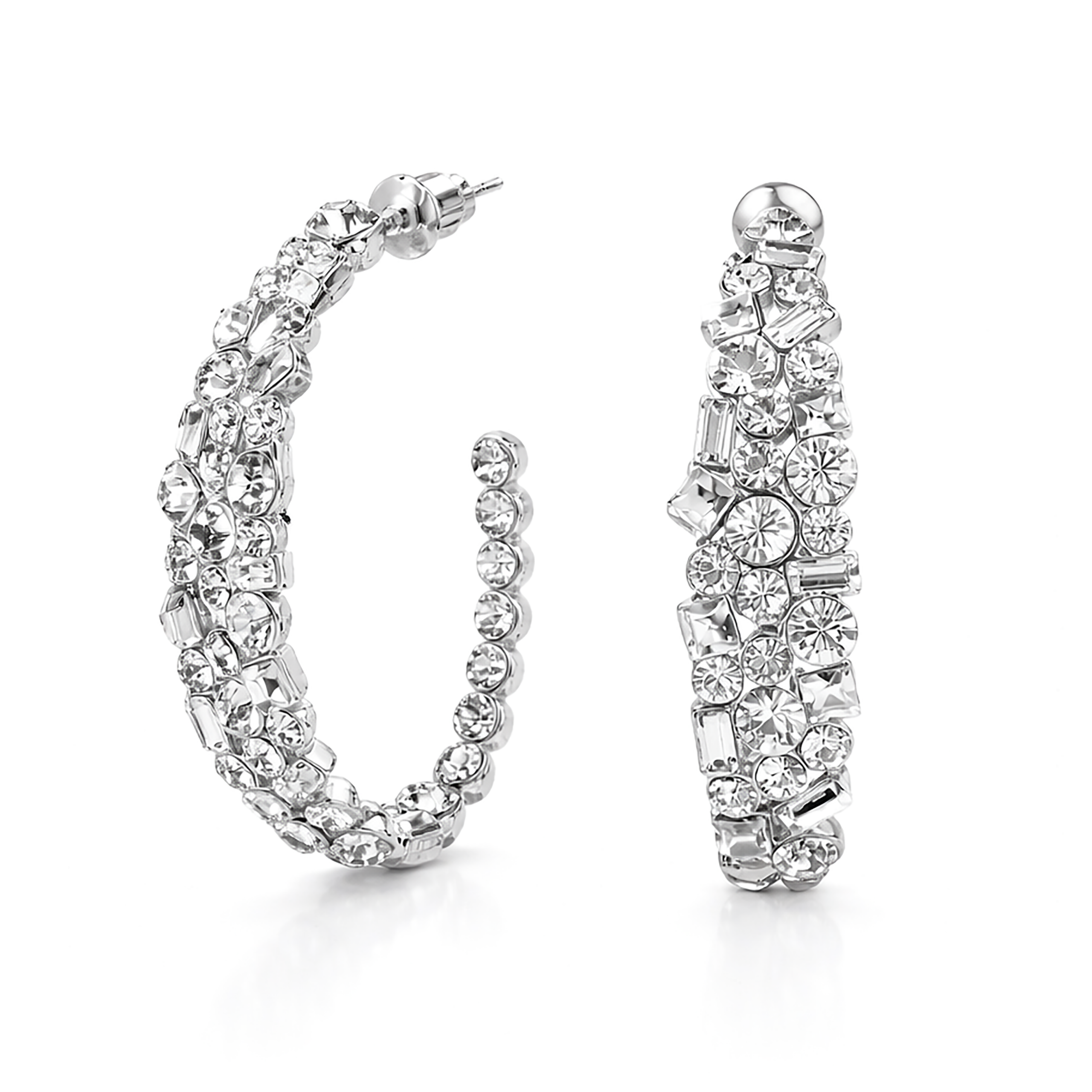 Mosaic Ear Climber Stud Earrings - Clear