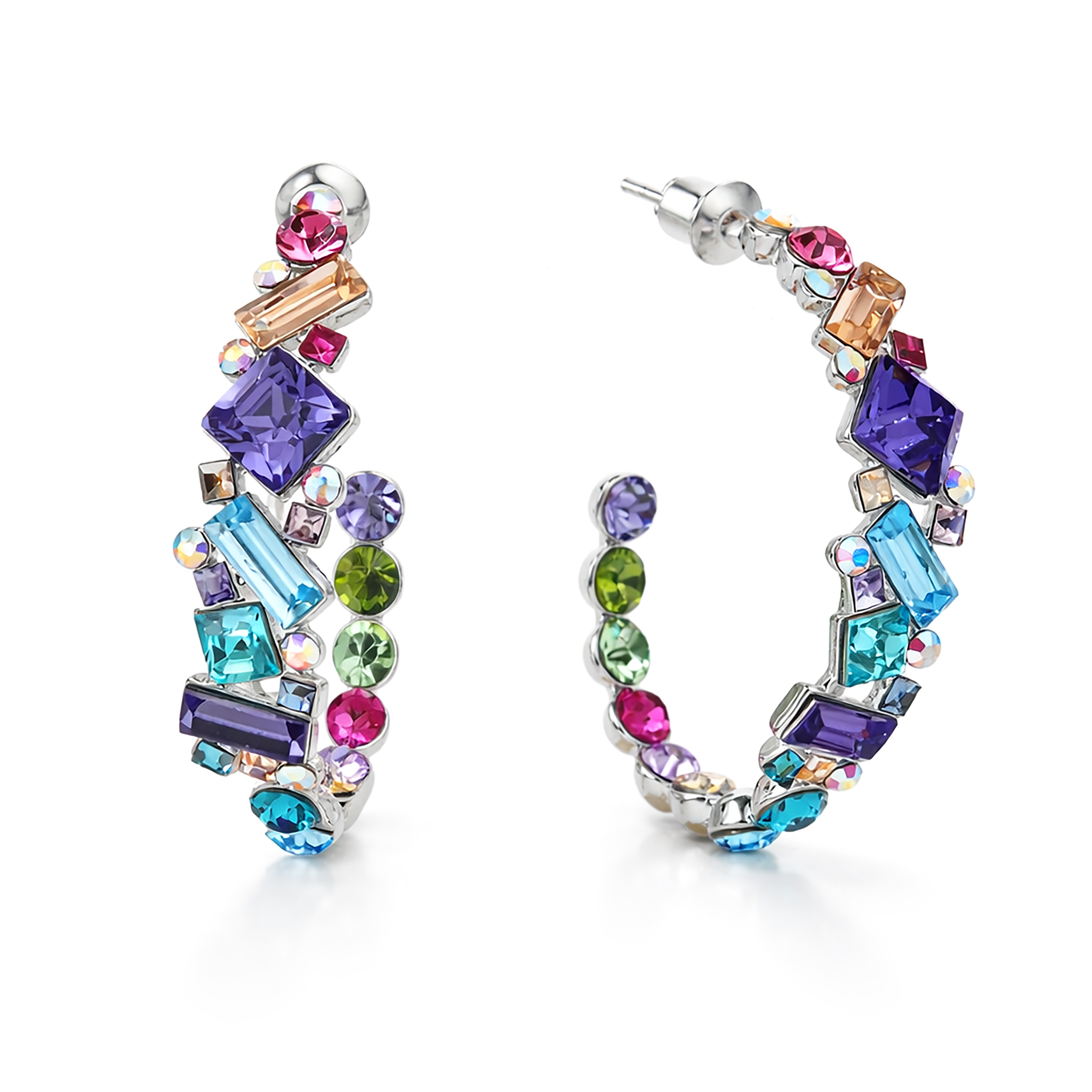 Mosaic Ear Climber Stud Earrings - Multi-Color