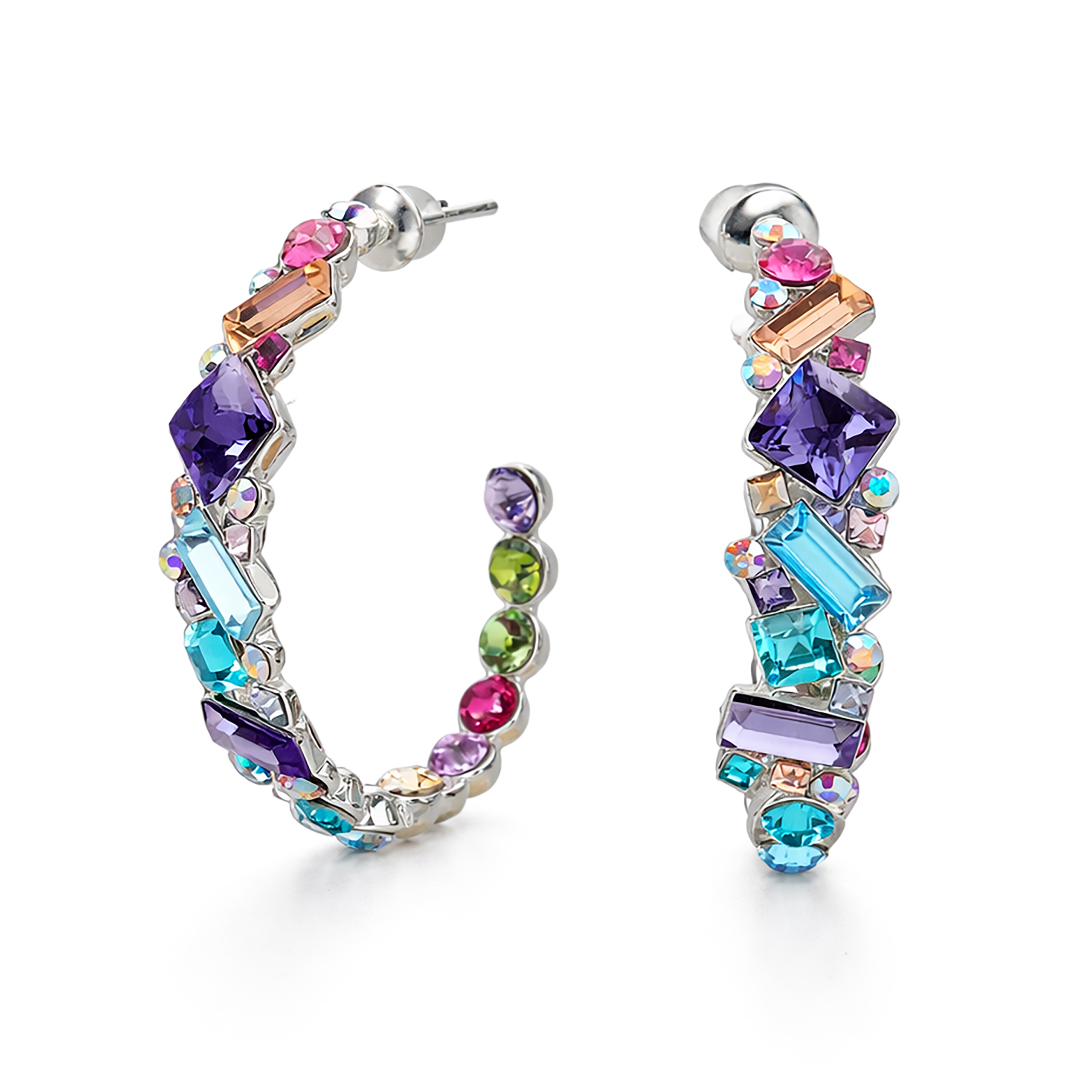 Mosaic Ear Climber Stud Earrings - Multi-Color