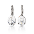 Clear Oval Crystal Lever-Back Drop Earrings