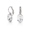 Clear Oval Crystal Lever-Back Drop Earrings