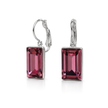 Emerald-Cut Rectangular Lever-Back Earrings - Burgundy