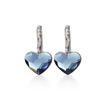 Crystal Heart Lever-Back Drop Earrings - Navy Blue