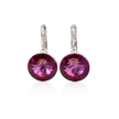 Round Rivoli Lever-Back Drop Earrings - Burgundy