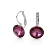 Round Rivoli Lever-Back Drop Earrings - Burgundy