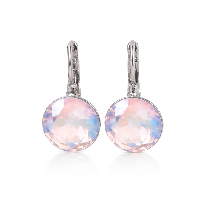 Round Rivoli Lever-Back Drop Earrings - Aurora