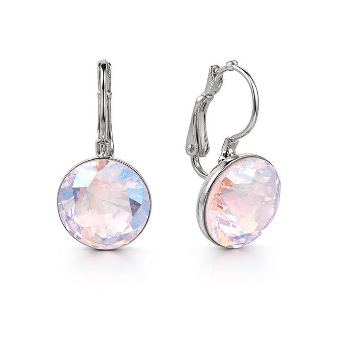 Round Rivoli Lever-Back Drop Earrings - Aurora