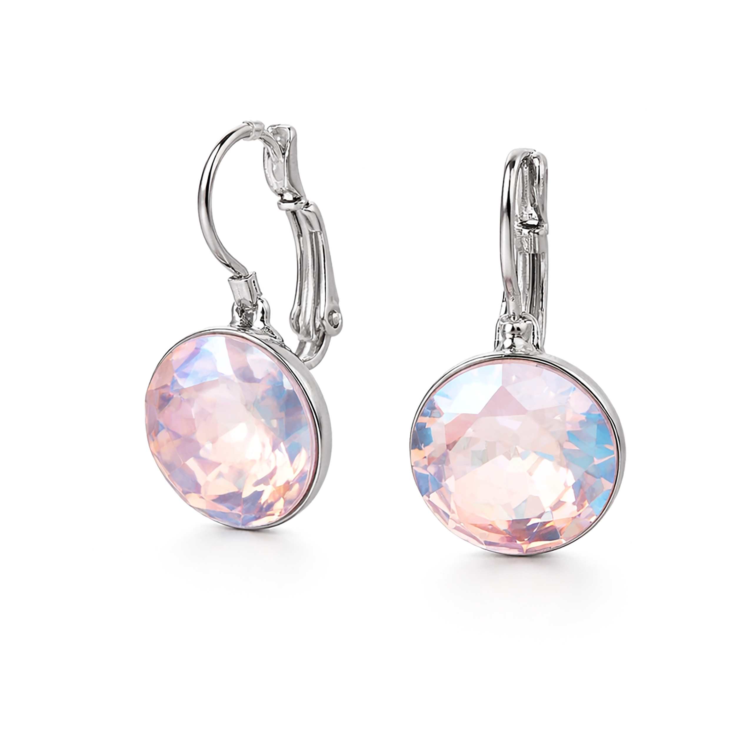 Round Rivoli Lever-Back Drop Earrings - Aurora