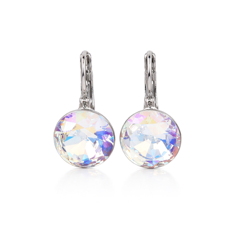Round Rivoli Lever-Back Drop Earrings - Aurora