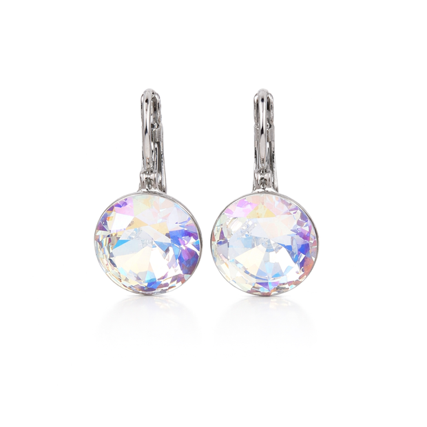 Round Rivoli Lever-Back Drop Earrings - Aurora