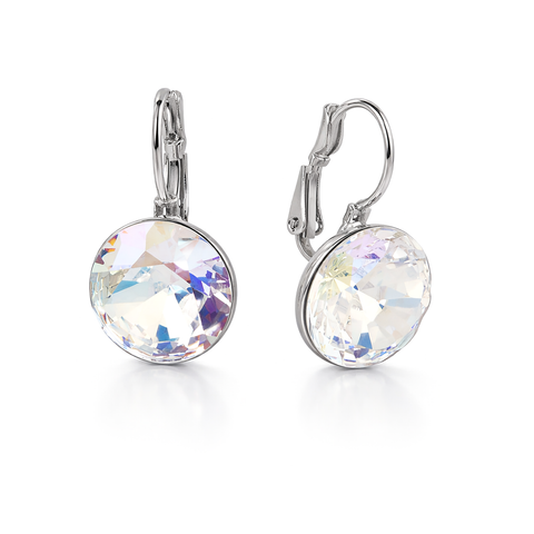 Round Rivoli Lever-Back Drop Earrings - Aurora