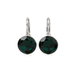 Round Rivoli Lever-Back Drop Earrings - Emerald Green