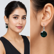 Round Rivoli Lever-Back Drop Earrings - Emerald Green