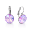 Round Rivoli Lever-Back Drop Earrings - Lavender