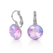 Round Rivoli Lever-Back Drop Earrings - Lavender