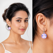 Round Rivoli Lever-Back Drop Earrings - Lavender