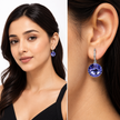 Round Rivoli Lever-Back Drop Earrings - Amethyst