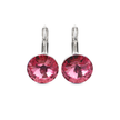 Round Rivoli Lever-Back Drop Earrings - Pink