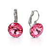 Round Rivoli Lever-Back Drop Earrings - Pink