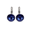 Round Rivoli Lever-Back Drop Earrings - Navy Blue